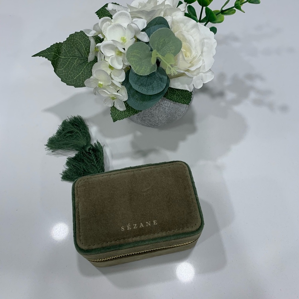 Sézane Olive Green Velvet Jewelry Case